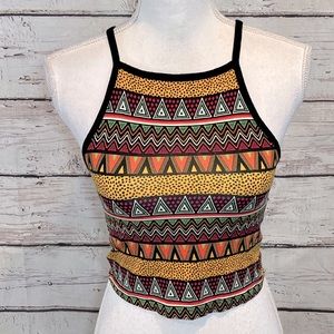 FOREVER 21 Geometric Print Y2K Style High Neck Cami-Medium